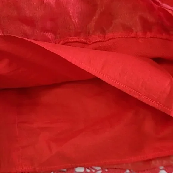 J Crew Red Crocheted Lace Trim Pencil Skirt size 12 - Picture 6 of 8